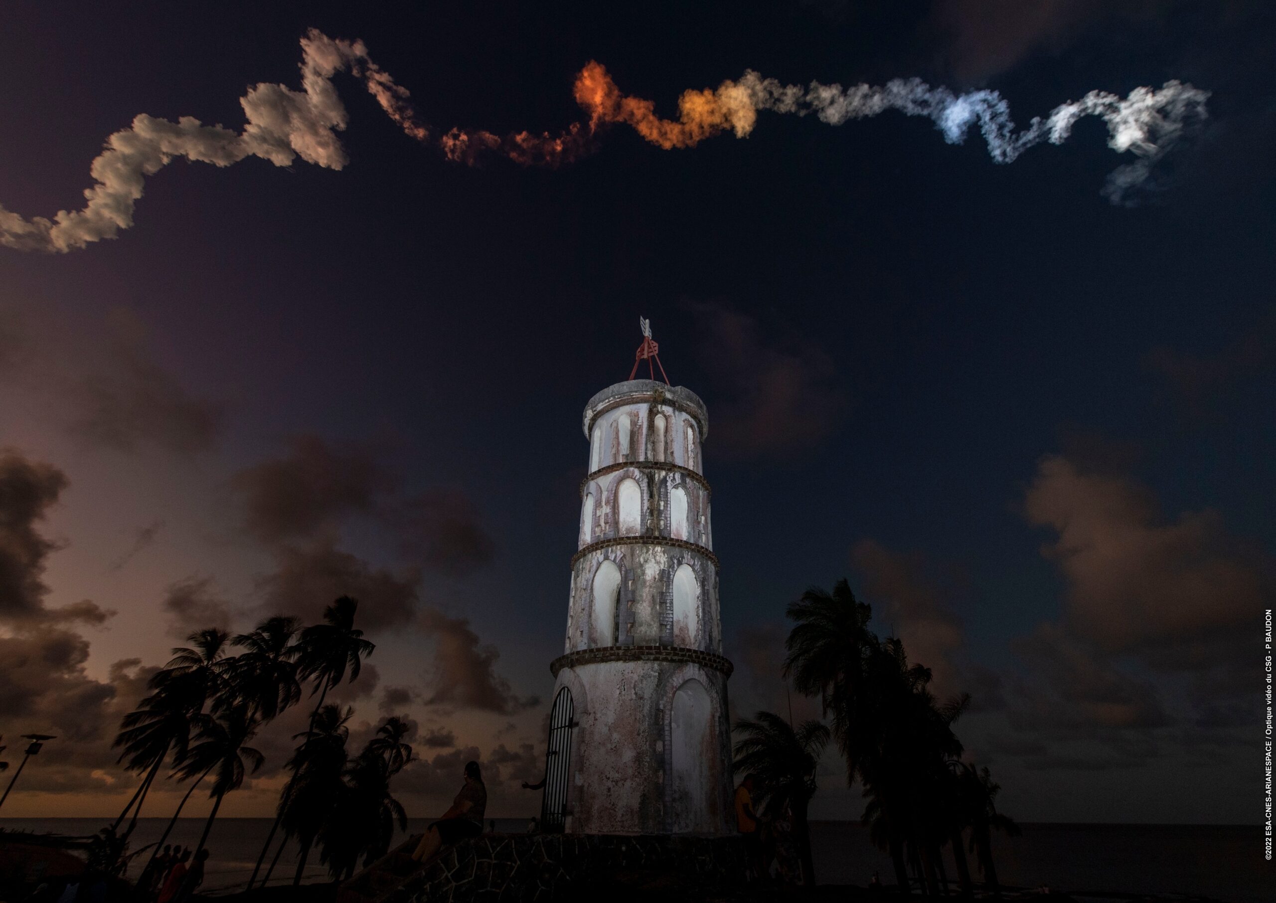 La signature d'Ariane 5 dans le ciel guyanais, © CNES/ESA/Arianespace/Optique Vidéo CSG/P Baudon, 2022